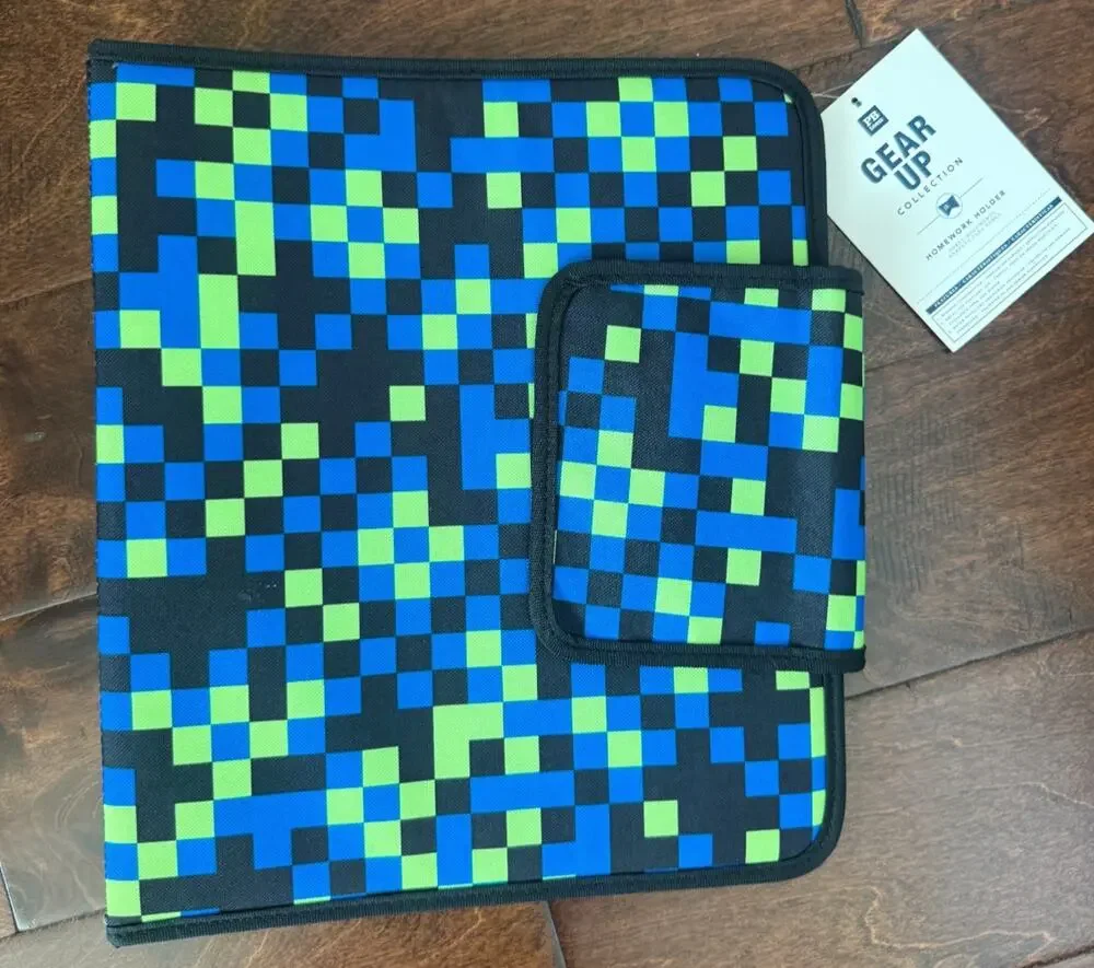 Pottery Barn Teen Neon Pixel Notebook Folder New 3 Ring Binder Pouch NEW NWT